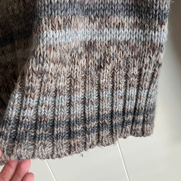 Anthropologie Elsamanda Striped Knit Boho Wool Cowl Neck Grey Brown Sweater Sz L - Picture 5 of 8